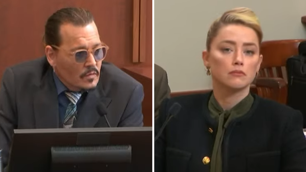 Johnny Depp and Amber Heard in court on May 25, 2022. (Credit: YouTube/Court TV)