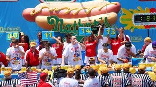 Joey Chestnut Overcomes Bloat and a Protester to Win Nathan’s Hot Dog-Eating Contest Again