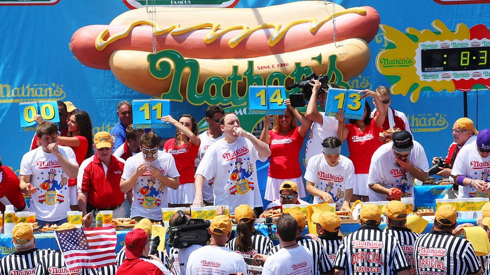 Hot dog eating contest in 2013 (Getty Images)