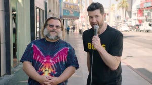 Actors Jack Black and Billy Eichner promoting "Bros" (2022)