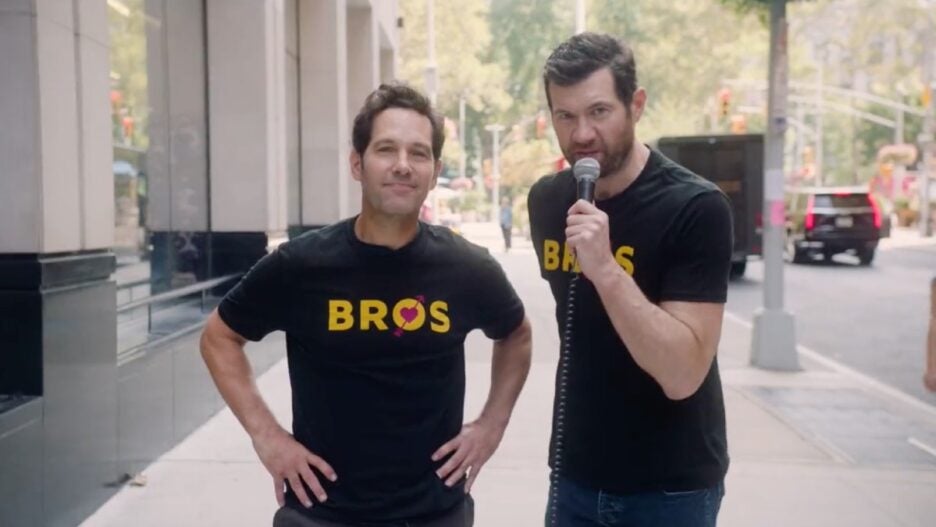Billy Eichner and Paul Rudd Promote 'Bros' to Straight Folks