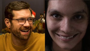 box office Bros (Billy Eichner) and Horror Film Smile Movie Still Split