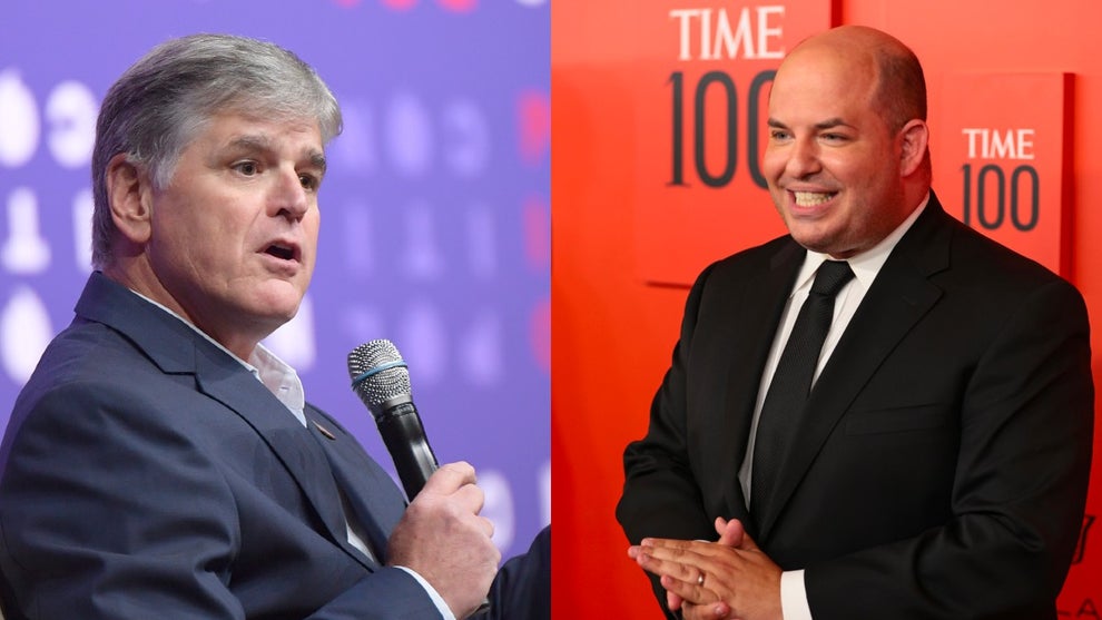 From left to right: Fox News' Sean Hannity and former CNN anchor Brian Stelter