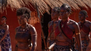 Viola Davis, Lashana Lynch and Sheila Atim in "The Woman King" (2022)