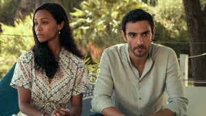 Zoe Saldaña and Eugenio Mastrandrea in Netflix's limited series "From Scratch" (2022)