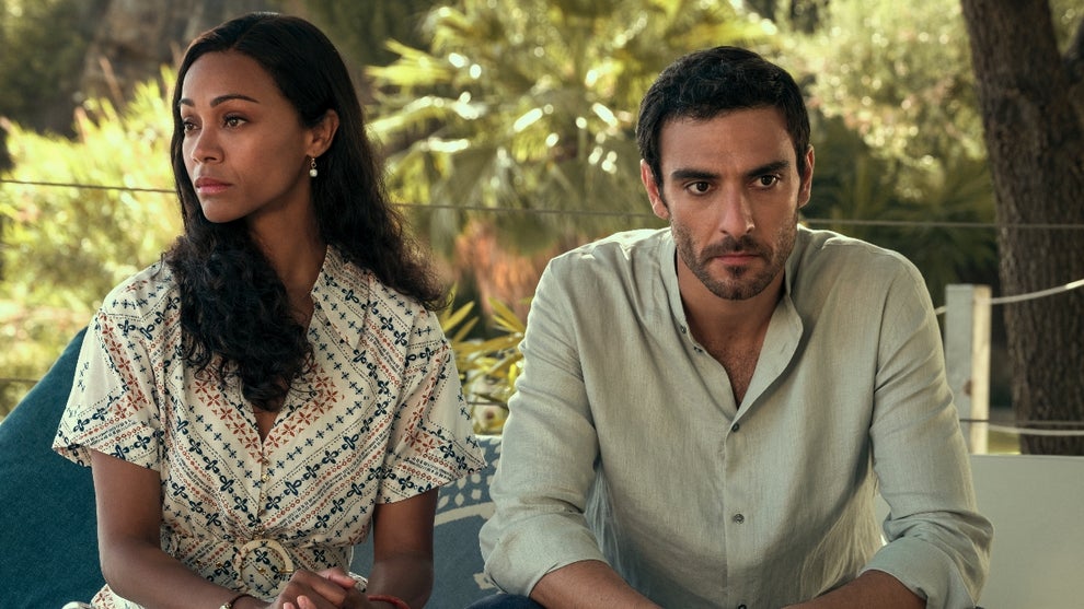 Zoe Saldaña and Eugenio Mastrandrea in Netflix's limited series "From Scratch" (2022)