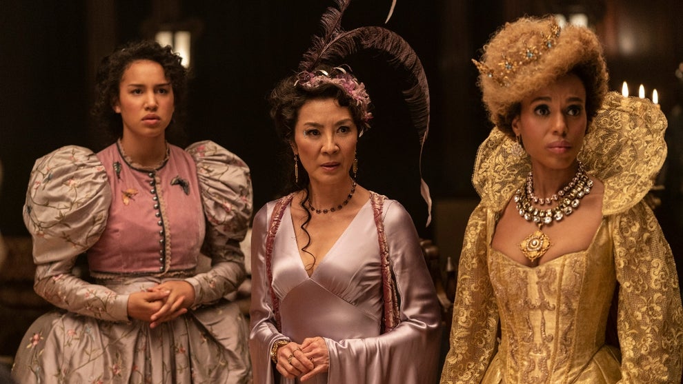 Sofia Wyle, Michelle Yeoh and Kerry Washington in Netflix's "The School for Good and Evil"