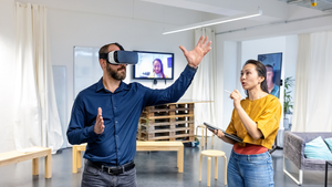Metaverse Testing By a Man and a Woman in the Office