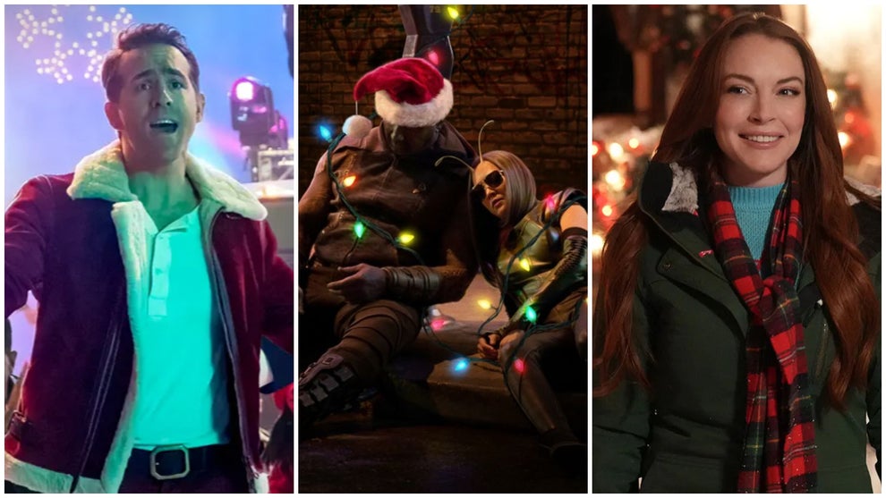 Ryan Reynolds in 'Spirited' (AppleTV+), Dave Bautista and Pomm Klementieff in 'The Guardians of the Galaxy Holiday Special (Disney+), Lindsay Lohan in 'Falling for Christmas' (Netflix)