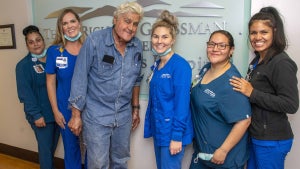 Jay Leno and the Grossman Burn Care Center team