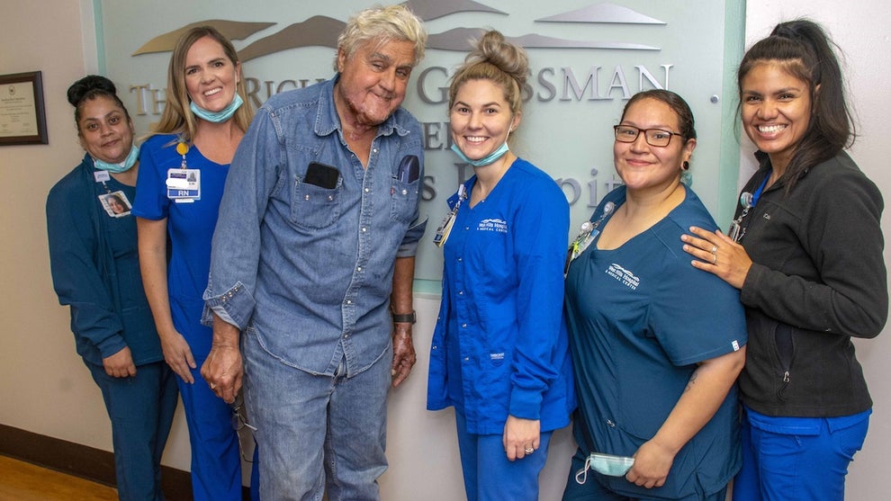 Jay Leno and the Grossman Burn Care Center team