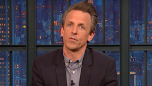 Seth Meyers holds a surprise inspection on his Late Night writing staff (NBC)