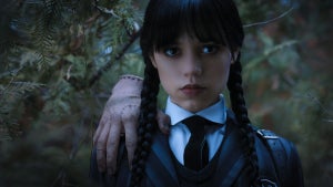 Jenna Ortega as Wednesday and Thing in "Wednesday" / Netflix