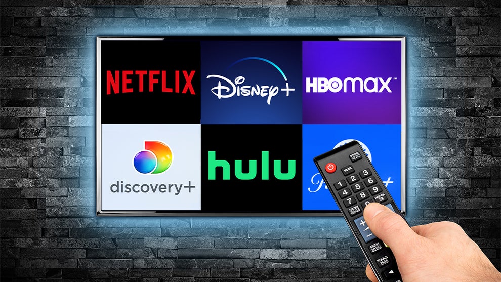 Logos of major streaming companies.