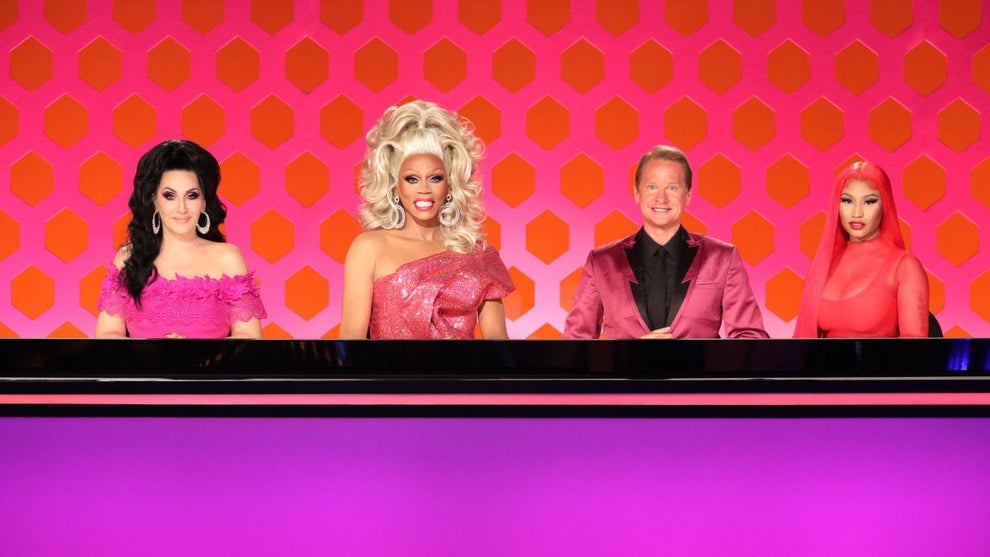 Michelle Visage, RuPaul Charles, Carson Kressley and Nicki Minaj on Drag Race judging panel