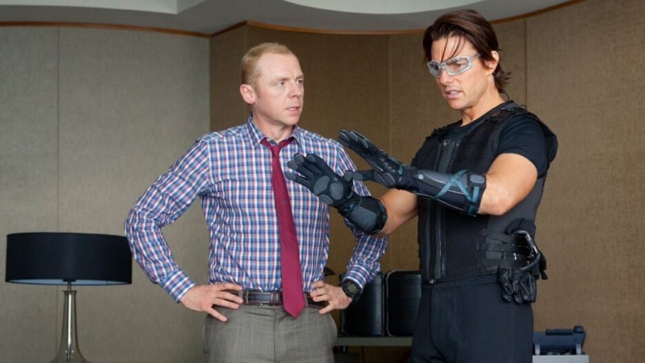 Simon Pegg and Tom Cruise in Mission Impossible