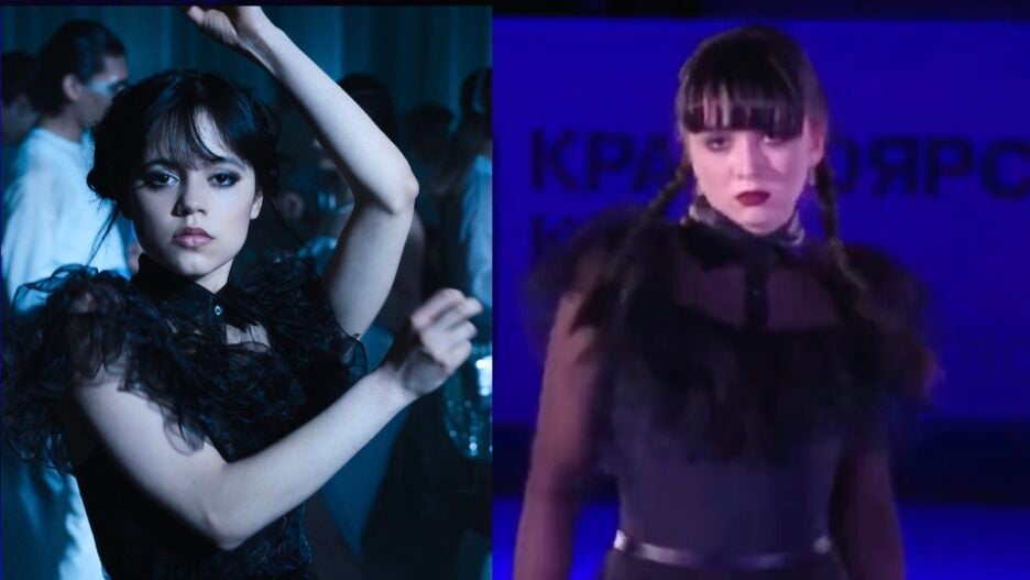 Russian Figure Skater Recreates 'Wednesday Dance' on Ice