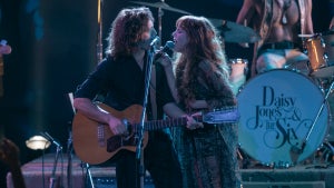 Sam Claflin and Riley Keough in "Daisy Jones & the Six" (Prime Video)