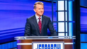 Ken Jennings hosting Jeopardy Masters