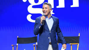 Ricky Strauss moderates the "Stargirl" panel at the Disney+ Pavilion at Disney’s D23 EXPO 2019 in Anaheim, Calif.