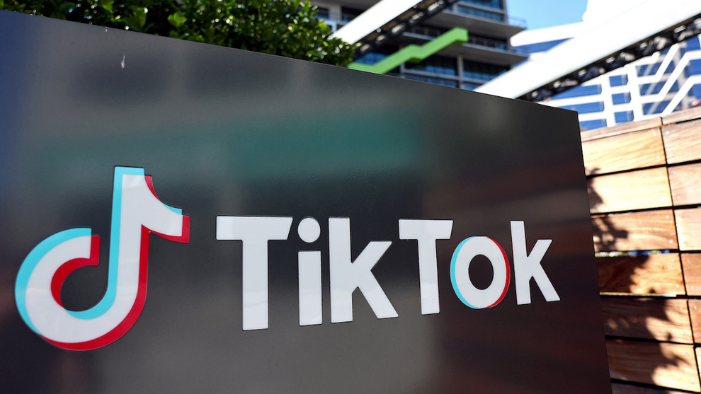 The TikTok logo is displayed outside a TikTok office on December 20, 2022 in Culver City, California