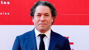 Gustavo Dudamel attends the Inauguration of The Instituto Cervantes In Los Angeles plaque unveiling with Her Majesty The Queen of Spain at Instituto Cervantes on December 13, 2022