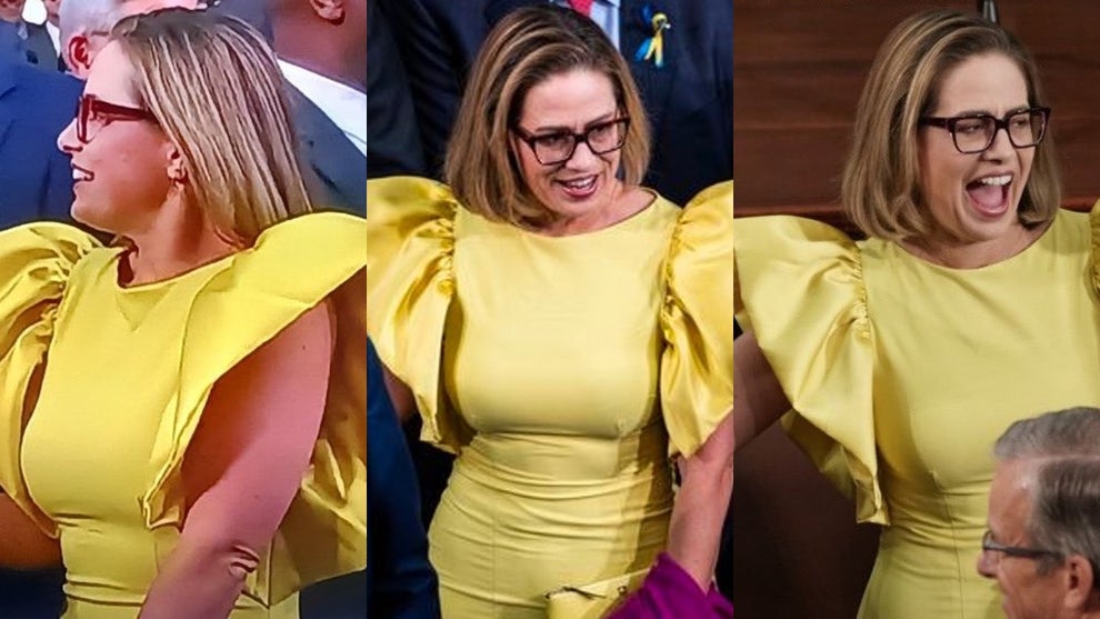 Kyrsten Sinema Yellow Dress SOTU Mocked