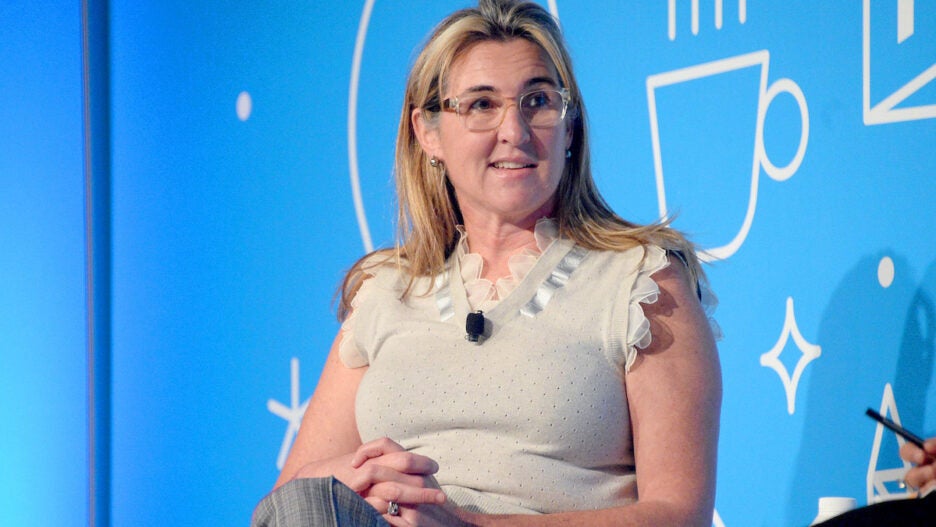 Nancy Dubuc speaks on stage at the "A Conversation with Nancy Dubuc" panel at the Fast Company Innovation Festival