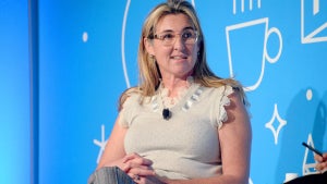 Nancy Dubuc speaks on stage at the "A Conversation with Nancy Dubuc" panel at the Fast Company Innovation Festival