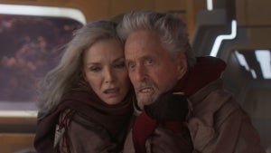 (L-R): Michelle Pfieffer as Janet van Dyne and Michael Douglas as Hank Pym in Marvel Studios' ANT-MAN AND THE WASP: QUANTUMANIA.