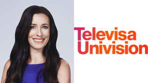 TelevisaUnivision logo and Jennifer Rogers