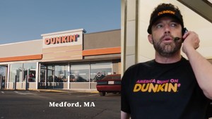 Dunkin' Donuts and Ben Affleck in Dunkin' Donuts Super Bowl ad (Photo credit: Dunkin' Donuts)