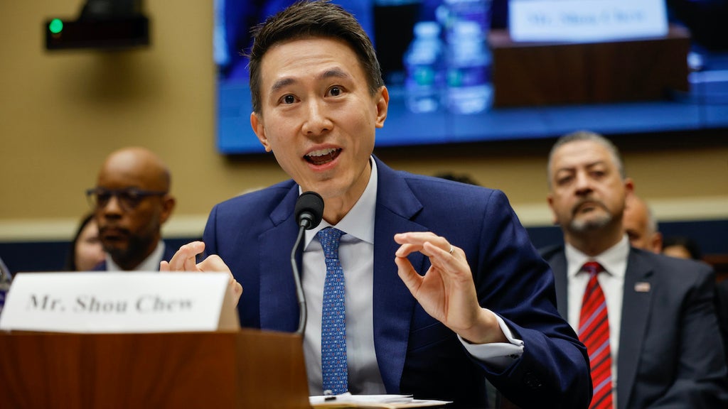 TikTok CEO Shou Zi Chew testifies before the House Energy and Commerce Committee last month. (Photo by Chip Somodevilla/Getty Images)