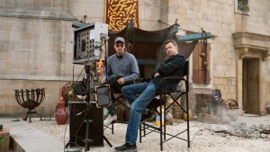 Directors Jonathan Goldstein and John Francis Daley on the set of Dungeons & Dragons: Honor Among Thieves