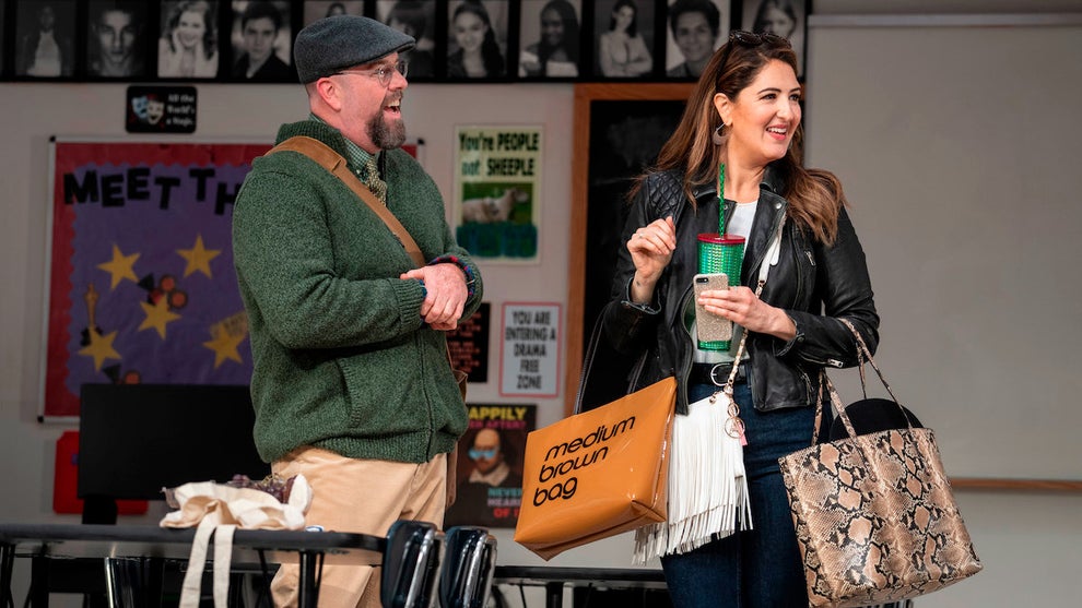 Chris Sullivan and D'Arcy Carden in The Thanksgiving Play on Broadway