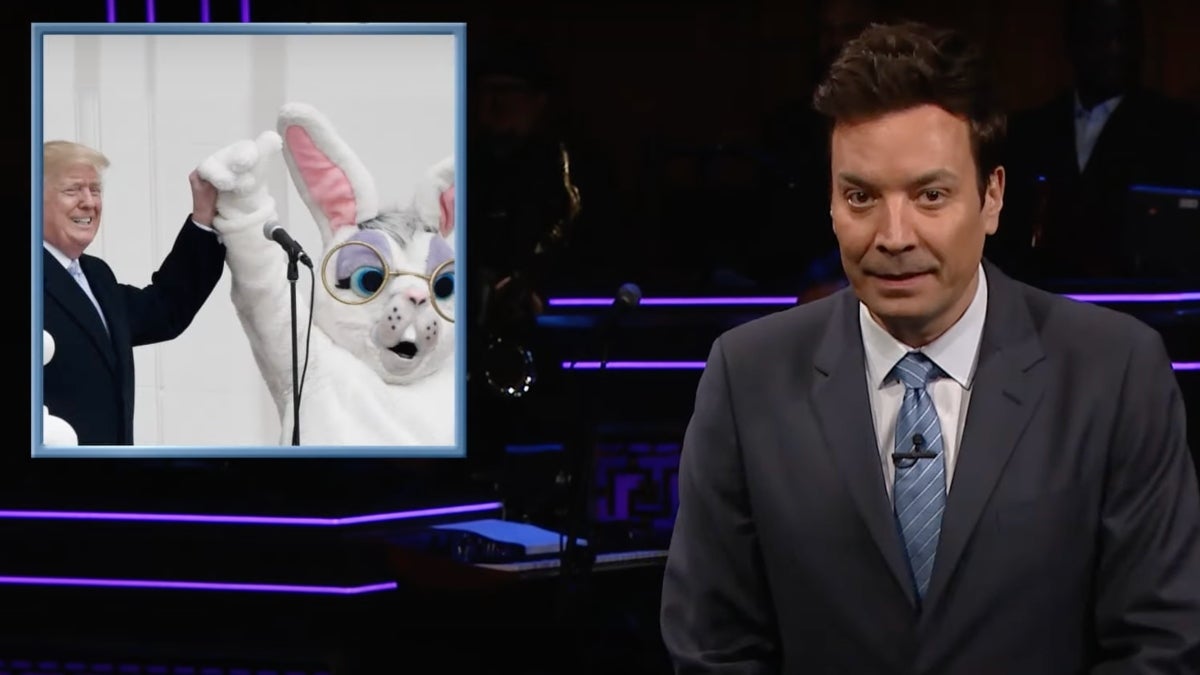 Jimmy Fallon Jokes That Biden’s Easter Bunny Will Be ‘Different Than the Bunnies the Last President Hung Out With’ thumbnail