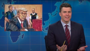 Weekend Update Colin Jost Trump courtroom sketch