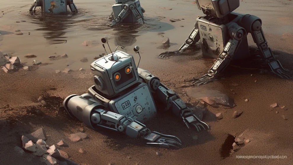 Robots caught in the mud