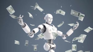 A robot trying to capture money