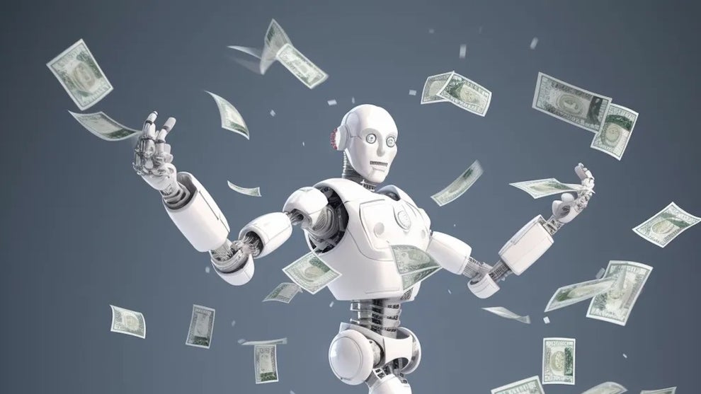 A robot trying to capture money