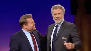 Will Ferrell Delivers ‘The Late Late Show’ Coup de Grâce – by Obliterating James Corden’s Desk With a Sledgehammer (Video)