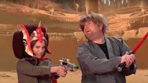 Natalie Portman and James Corden dress up as Padme and Anakin from 'Star Wars' on 'The Late Late Show with James Corden'
