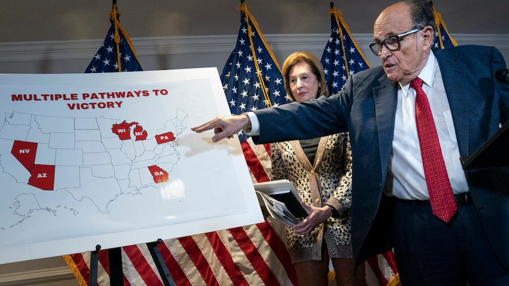 Sidney Powell and Rudy Giuliani in November 2020