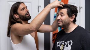 Queer Eye. (L to R) Jonathan Van Ness, Dan Stein in episode 705 of Queer Eye