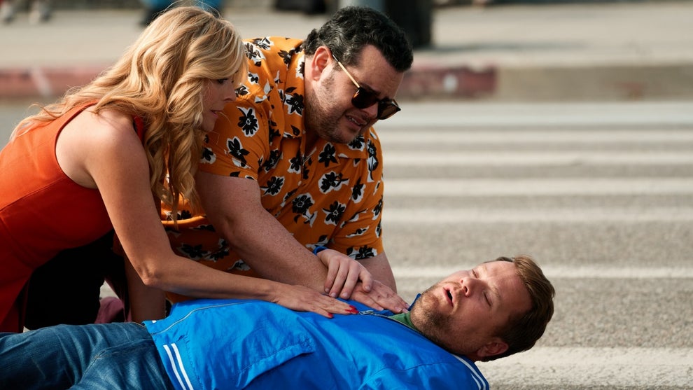 Jane Krakowski and Josh Gad join James Corden for the last Crosswalk the Musical on The Late Late Show with James Corden (Curtesy of Terence Patrick/CBS)