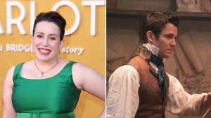 "Bridgerton" author Julia Quinn and Luke Thompson as Benedict in "Bridgerton"