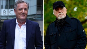 Piers Morgan and Brian Cox as Logan Roy in Succession