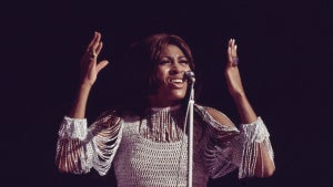 American singer Tina Turner of the Ike & Tina Turner Revue performs live on stage during a concert in the United Kingdom circa 1972. (Photo by David Redfern/Redferns)