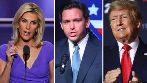 Laura Ingraham, Ron DeSantis, Donald Trump (Photo credit: Getty Images)