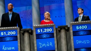 Dana Perino (center) on 'Jeopardy'